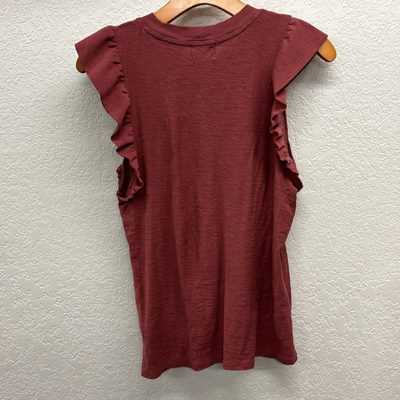Nation LTD Brick Red/ Burnt Orange Ruffle Sleeveless Top S - Picture 5 of 5